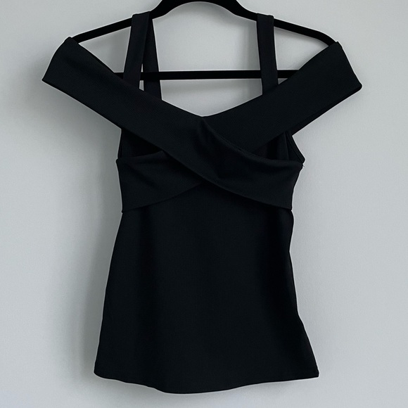 Black Open Shoulder Slim Fit Shirt - Picture 3 of 8